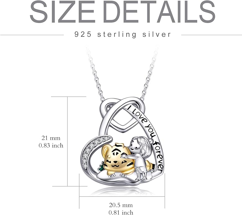 Cat Squirrel Llama Raccoon Tiger Cheetah Elephant Fox Sloth Koala Monkey Horse Dinosaur Axolotl Necklace Animal Pendant Heart Necklace 925 Sterling Silver