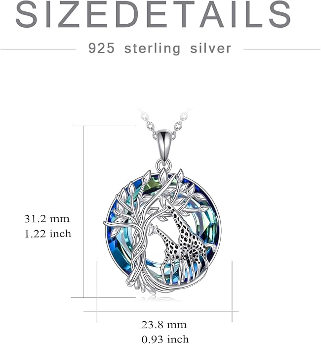 TOUPOP Tree of Life Animal Necklace 925 Sterling Silver Crystal/Abalone Shell Animal Pendant Jewelry Birthday Mothers Day Gifts for Women Mom Wife Her
