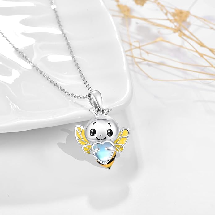 Dreamboat Moonstone Animal Pendant Necklace for Women 925 Sterling Silver Cute Animals Jewelry Gifts