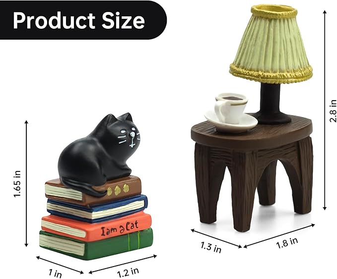 Cute Mini Cat on Books Figurine Resin Cat for Office, Home Decoration Perfect Cute Cat Gift for Cat Lovers