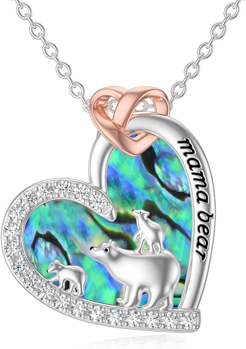 Mothers Day Gift for Mom 925 Sterling Silver Mama Bear/Dinosaur/Cat/Bird/Chicken Necklace with 1 2 3 4 5 Cubs Jewelry for Women Wife Grandma