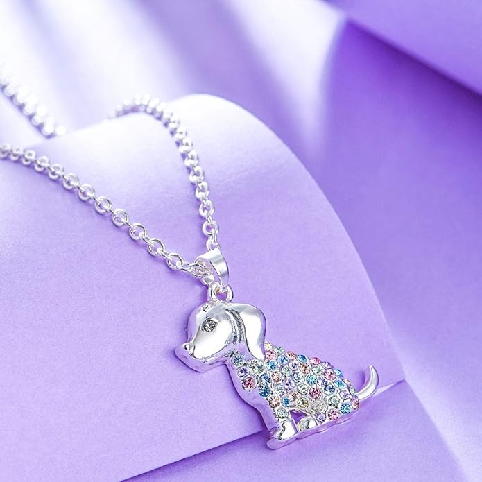 luomart Girls Cat Birthstone Necklace Gifts for Women,Kitty Cats Dog Pendant Necklaces Jewelry for Cat Lovers