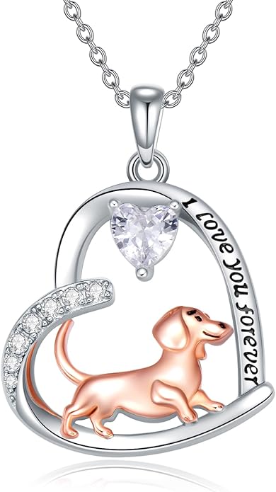 Dachshund Necklace 925 Sterling Silver Dachshund Birthstone Pendant Cute Animal Puppy Dog Dachshund Jewelry Gifts for Women Dachshund Lover
