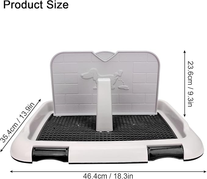 Indoor Dog Potty Tray - Miniature Poodle Pad Holder, Anti-Slide Plastic Potty for Small & Medium Dogs (Black)