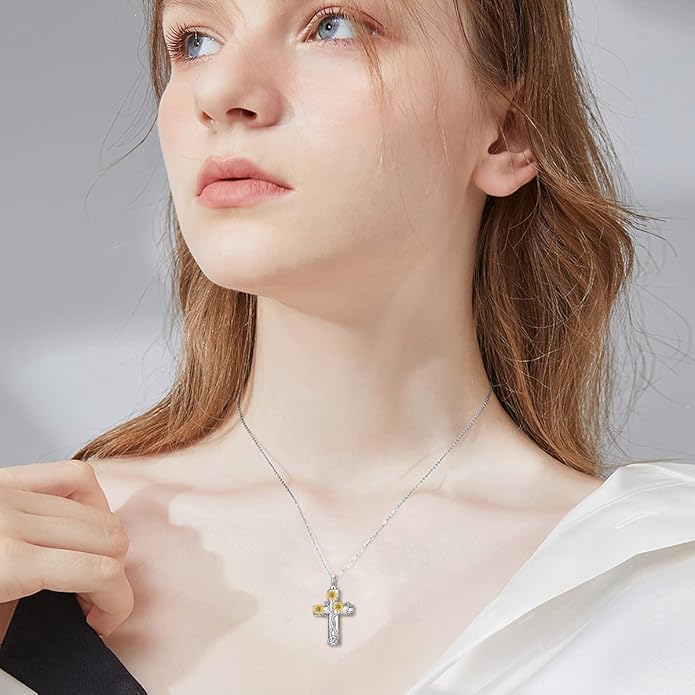 Cross Urn Necklace for Ashes 925 Sterling Silver Cremation Jewelry with Funnel Filler Kit Ashes Necklace for Human Women Girl Pets