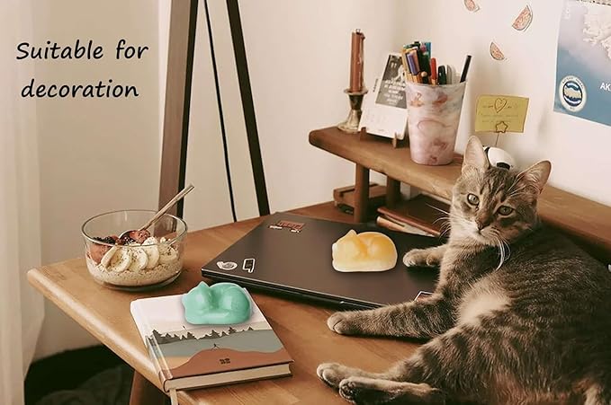 LAIDANLA Sleeping Cat Statue Green Aventurine Healing Gemstone Hand Carved Cute Kitten Statue Figurine 1.6" Decor Polished Stone Reiki Bedroom Office Desk Home Decoration Gifts