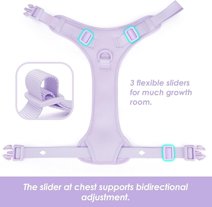 No Pull Dog Harness, Puppy Vest with Front Clip for Small Medium Large Sized Dog(Light Purple,M)