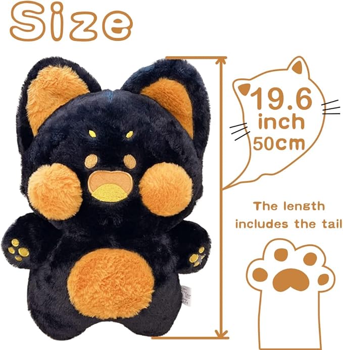 Galatee Cute Cat Plush Toy - Soft Cat Plushie Pillow Gifts for Adults and Kids (19.6" Black)