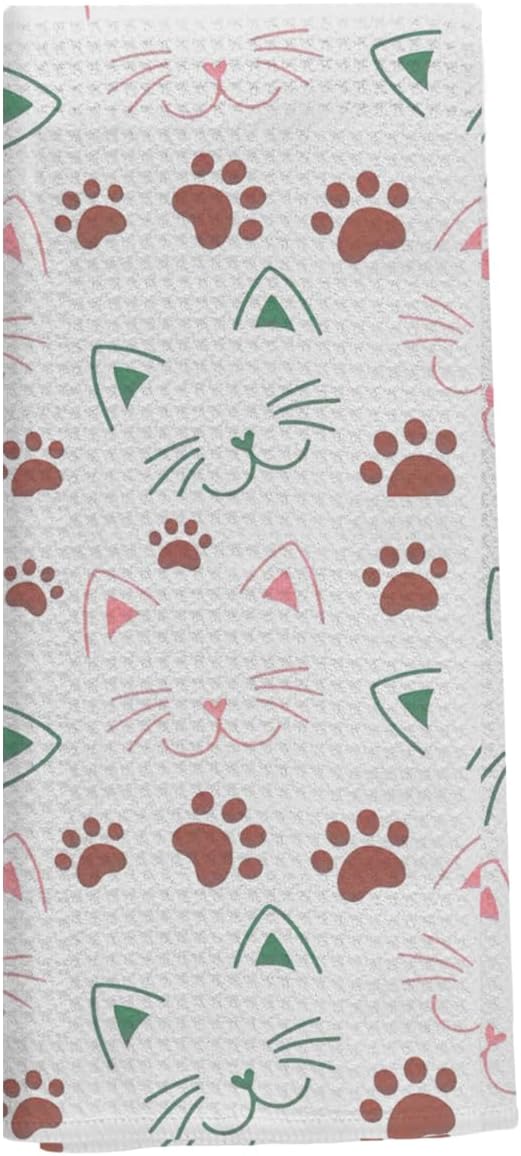 Cat Decor Kitchen Towels,Cat Paw Towels Decor for Kitchen Bathroom Cars,Cat Decor for Home,Cat Lovers Gifts Kitchen Towels 16x24