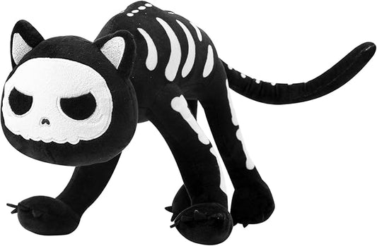 Halloween Black Cat Plush, Skeleton Stuffed Animal Pillow, Cute Plushie Doll Toy Gift for Fans, Boys and Girls Birthday Gifts
