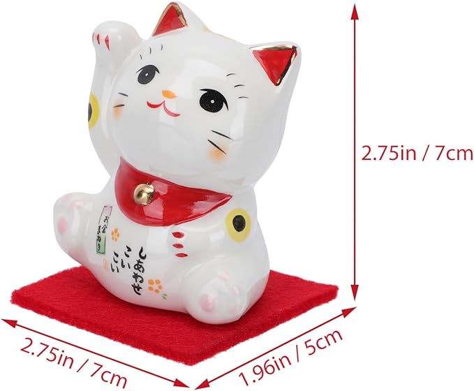 PRETYZOOM Japanese Lucky Cat Figurine Ceramic Fortune Cat Beckoning Maneki Statue Good Luck Collectible Figures Feng Shui Tabletop Animal Sculpture for Business Opening Wealth