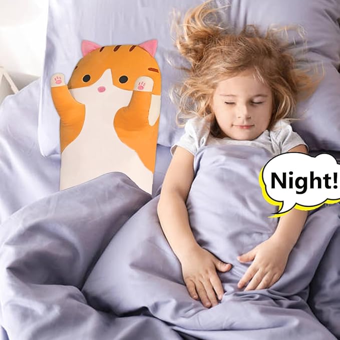 Orange Cat Long Plush Pillow Kitty Stuffed Animals Soft Sleeping Throw Pillow Doll Toy (Orange,27inches)