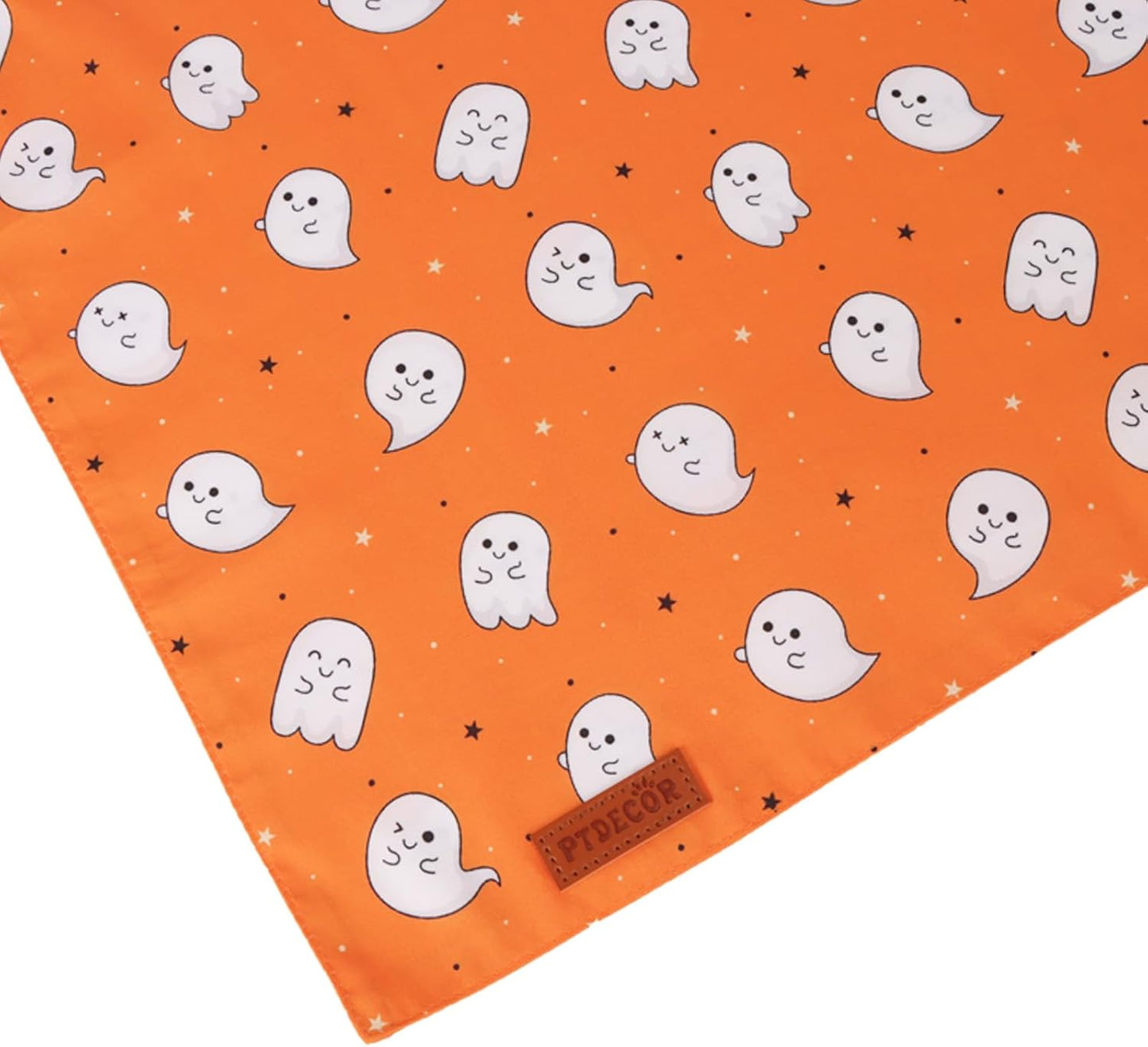 PTDECOR Halloween Dog Bandana, Cute Ghost Pumpkin Design Reversible Holiday Pet Scarf, Adjustable Orange Yellow Halloween Bandanas for X-Large Dogs Pets(X-Large)
