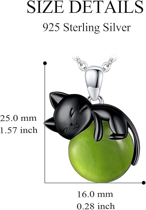 Cat Necklace Sterling Silver Cat Pendnat with Rose Quartz Pearl Jewelry Gifts for Women Cat Lovers