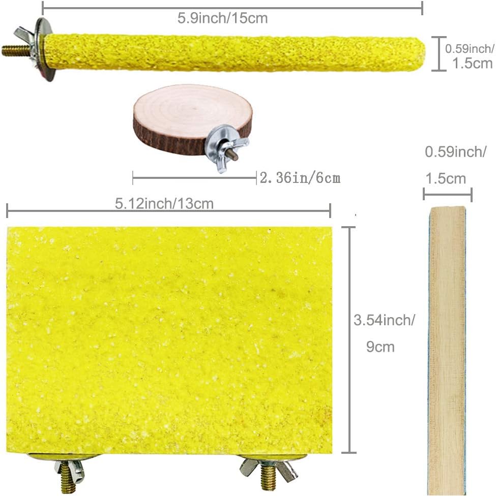 Hamiledyi 8 PCS Bird Perch Stand Toy Wood Parrot Paw Grinding Stick Perch Stand Platform Parakeet Cage Accessories Exercise Toys for Budgies Cockatiel Conure