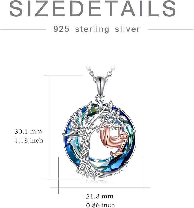 TOUPOP Tree of Life Animal Necklace 925 Sterling Silver Crystal/Abalone Shell Animal Pendant Jewelry Birthday Mothers Day Gifts for Women Mom Wife Her