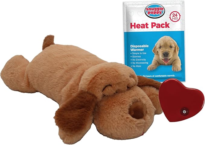 Original Snuggle Puppy Toys - Heartbeat Puppy for Dogs - Pet Anxiety Relief and Calming Aid - Comfort Dog Toys for Behavioral Training in Sleeping Biscuit