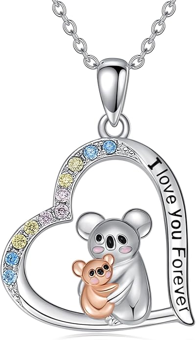 Cat Squirrel Llama Raccoon Tiger Cheetah Elephant Fox Sloth Koala Monkey Horse Dinosaur Axolotl Necklace Animal Pendant Heart Necklace 925 Sterling Silver