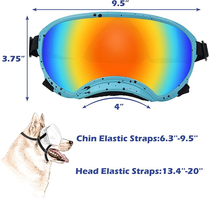 Large Dog Sunglasses with Adjustable Strap UV Protection, Winproof Dog Puppy Sunglasses, Suitable for Medium-Large Dog Pet Glasses, Dogs Eyes Protection，Soft Dog Goggles