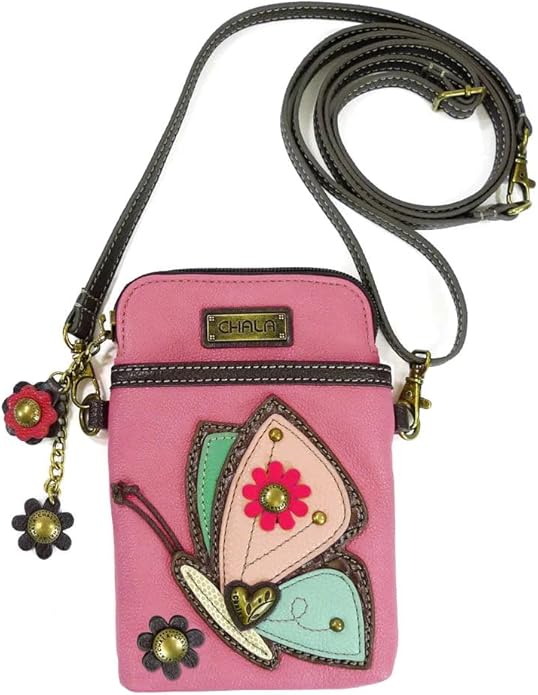 CHALA Cell Phone Crossbody Purse-Women PU Leather/Canvas Multicolor Handbag with Adjustable Strap