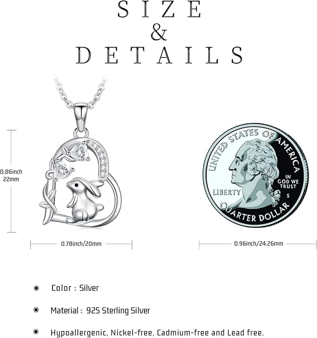 Heart Animal Necklace 925 Sterling Silver Cute Animal Pendant Jewelry Birthday Gifts for Women Girlfriend Mom Animal Lovers