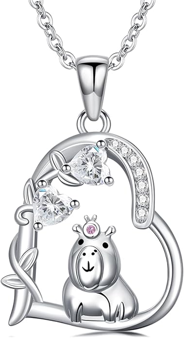 Heart Animal Necklace 925 Sterling Silver Cute Animal Pendant Jewelry Birthday Gifts for Women Girlfriend Mom Animal Lovers