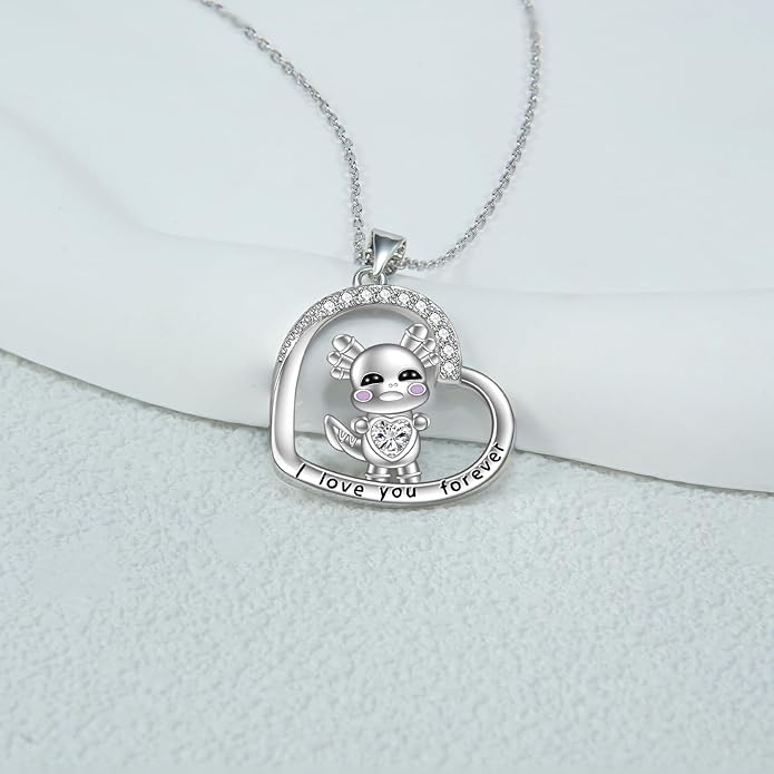 Penguin/Elephant/Frog Mushroom/Cat/Fox/Highland Cow/Axolotl/Yorkie Necklace Jewelry for Women Birthday Christmas Gifts