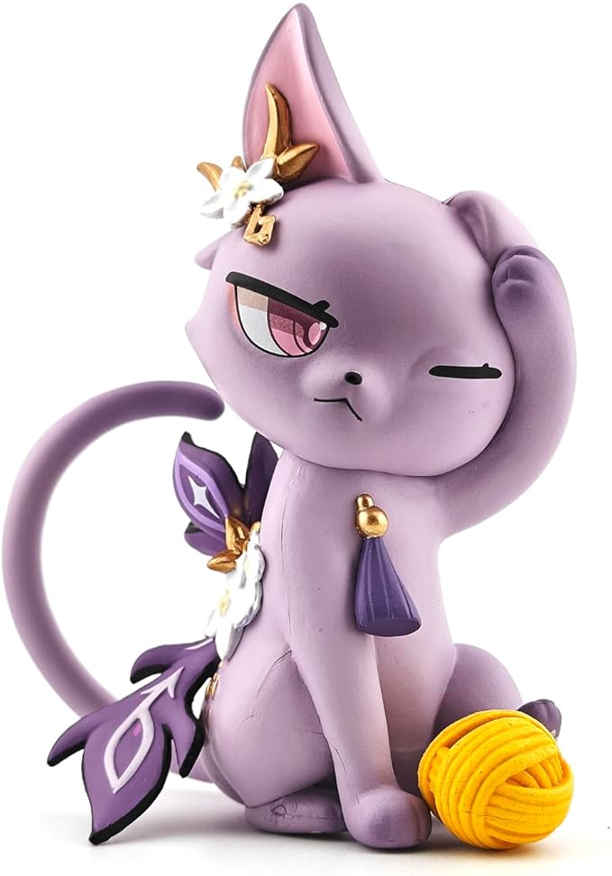 Genshin Impact Cat Figurine - 3.75" Cute Anime Collectible Figure, Diluc/Childe/Keqing, Gift for Fans and Cat Lovers,