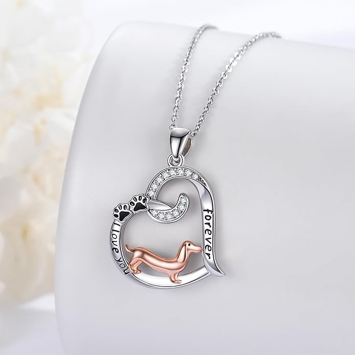 Dog/Paw Print/Infinity Necklace for Women 925 Sterling Silver Heart Dogs Pendant Necklaces Jewelry Christmas Birthday Gifts for Dog Lovers Friends