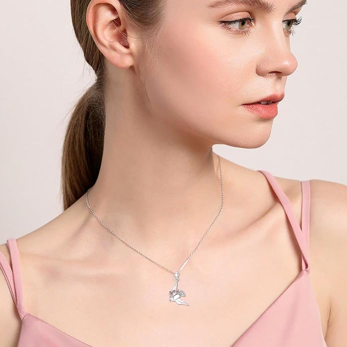 925 Sterling Silver Lab Grown Diamond Animal Necklace Cat/Bear/Bee/Dolphin/Dragonfly/Horse/Hummingbird/Koala/Parrot/Penguin/Pigeon/Sea Turtle/Starfish Lab Grown Diamond Necklace Gift for Women