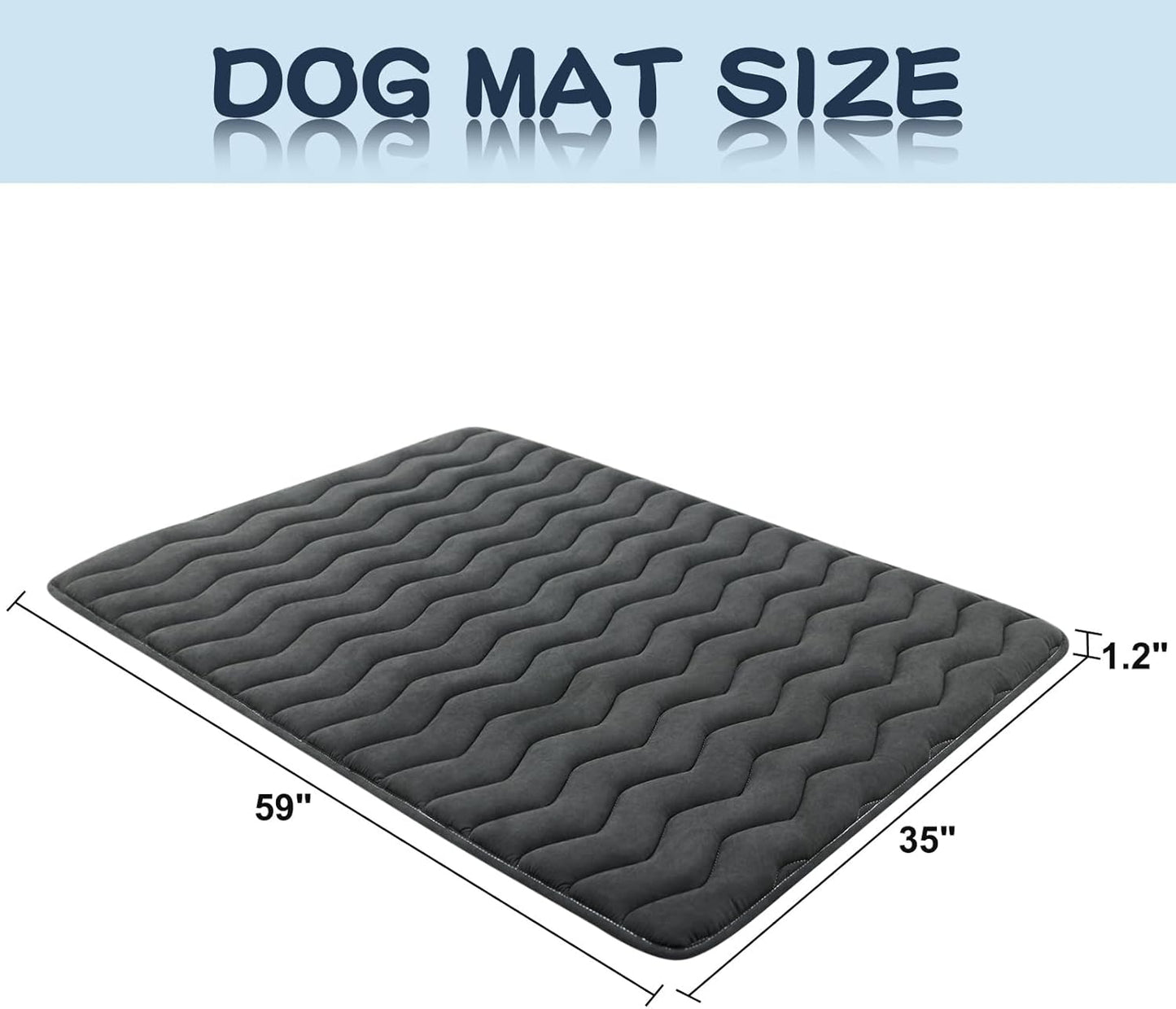 Bubble bear Dog Crate Mat - Upgraded Thick, Ultra Soft, Washable & Anti-Slip Kennel Pad for Small/Medium/Large Dogs, Dark-Hued to Hide Stains (59"x35")