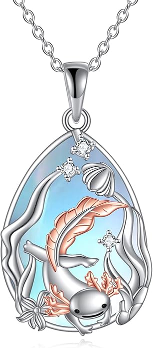 KQF Dragonfly/Butterlfy/Cat/Jellyfish/Bunny/Axolotl/Bee/Mermaid/Hummingbird/Elephant Necklace for Women Sterling Silver Moonstone Pendant Necklace Dragonfly Jewelry Gifts for Women