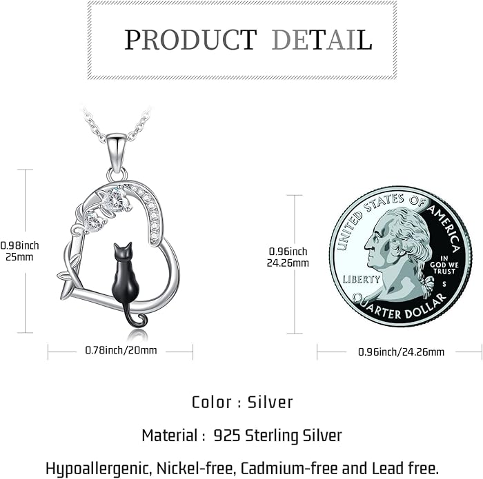 Heart Animal Necklace 925 Sterling Silver Cute Animal Pendant Jewelry Birthday Gifts for Women Girlfriend Mom Animal Lovers