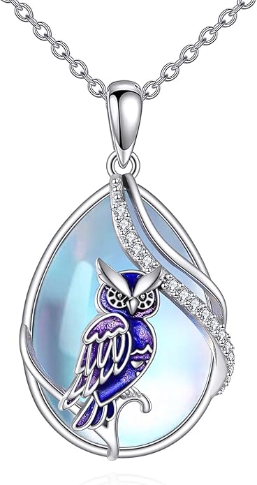 KQF Dragonfly/Butterlfy/Cat/Jellyfish/Bunny/Axolotl/Bee/Mermaid/Hummingbird/Elephant Necklace for Women Sterling Silver Moonstone Pendant Necklace Dragonfly Jewelry Gifts for Women