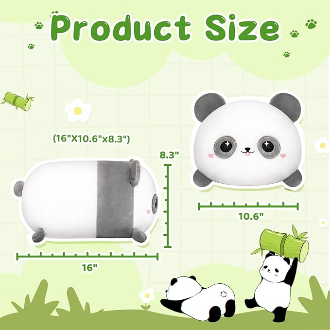 Panda Plush, Cute Panda Plushies Toy, Soft Plushie Cuddle Pillow, Anime Plushie Doll, Cute Stuff Toys Gift for Girls, Boys and Males (16 Inch)