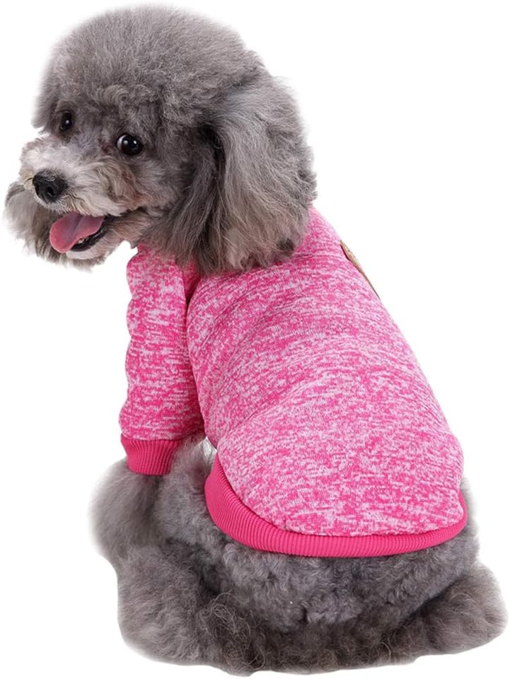 Jecikelon Dog Clothes Dogs Sweater Soft Puppies Clothing Winter Puppy Sweaters Warm Outfit for Dogs Small XXS XS Cat Apparel (Rose red, XXS)
