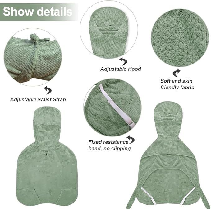 Microfiber Dog Bathrobe Towel Super Absorbent Dog Quick Dry Bathrobe for Puppies, Suitable for Medium and Large Dogs (Green Jacquard, XL)