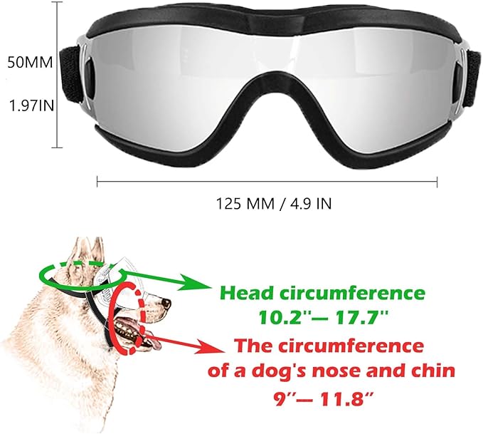 Medium Dog Sunglasses with Adjustable Strap UV Protection, Winproof Puppy Sunglasses, Suitable for Dogs Eyes Protection，Soft Dog Goggles