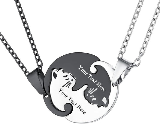 U7 Cat Pendant Necklace for Women Stainless Steel Cute Kitty Cat Jewelry Gift