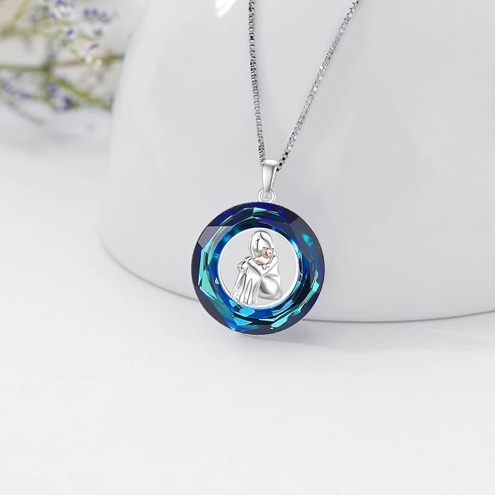 POPKIMI Cat Lover Pendant Necklace Dog Lover Necklace 925 Sterling Silver Crystal Cat Memorial Gifts for Women Animal Heart Jewelry Birthday Gifts