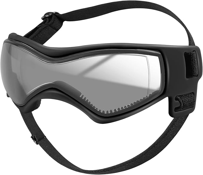 QUMY Dog Goggles UV Protection for Small to Medium Breed, Dog Sunglasses Windproof Anti-Fog Dustproof Snowproof, Puppy Glasses for Outdoor Riding Driving with Comfortable Frame Adjustable Straps