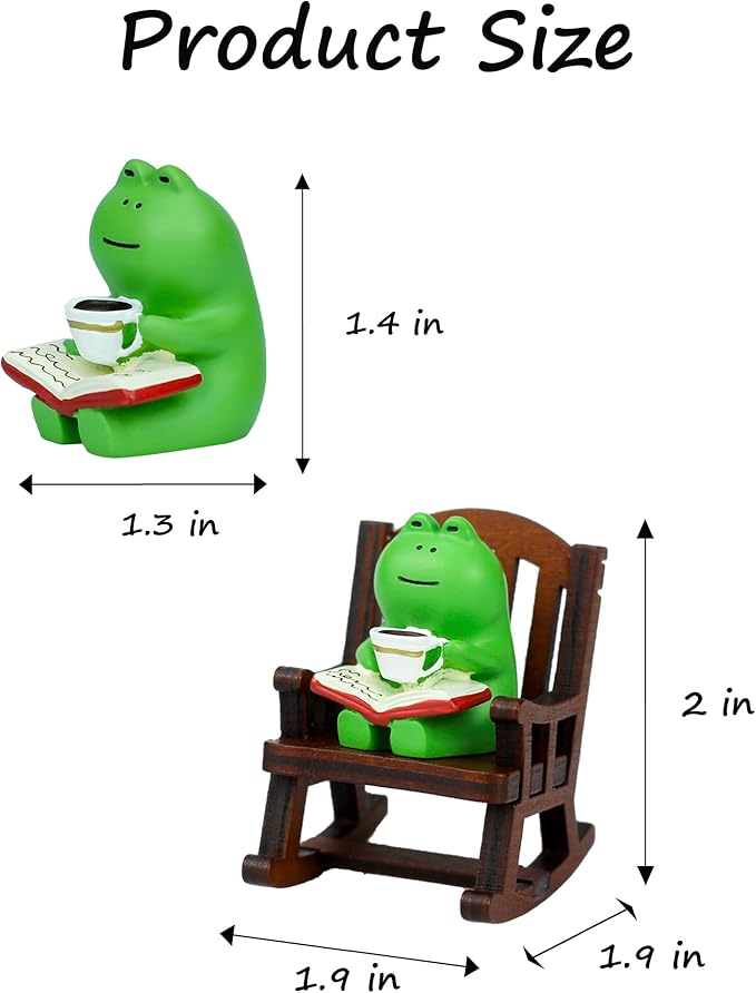 Cute Mini Frog Figurine with Small Sofa Resin Figure for Office Home Decor for Frog Lovers (Rocking Chair)