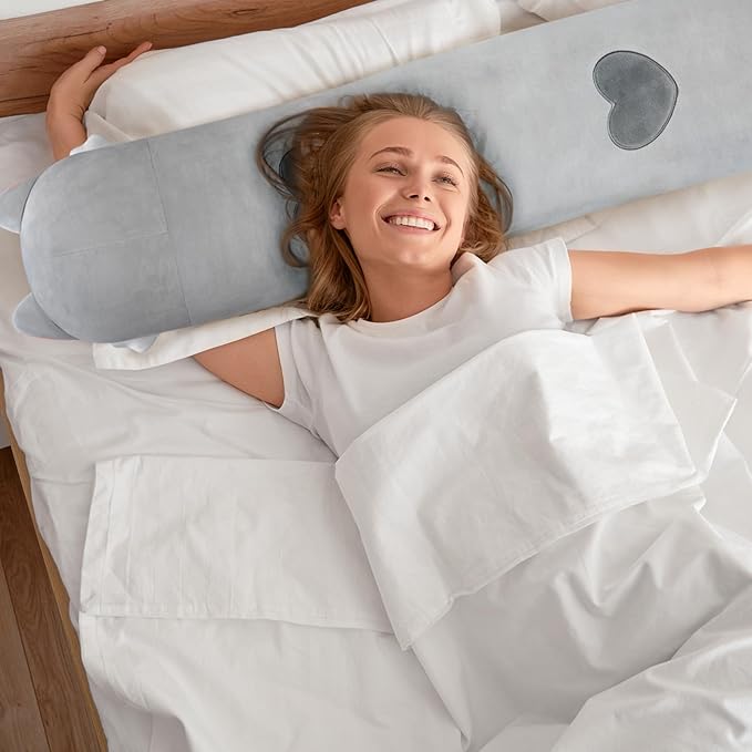 Long Cat Plush Kids Body Pillow, 20 Inch Cute Gray Cat Stuffed Animals Soft Plushies, Kitten Kawaii Plush Throw Pillow Doll Toy Gift for Girlfriend