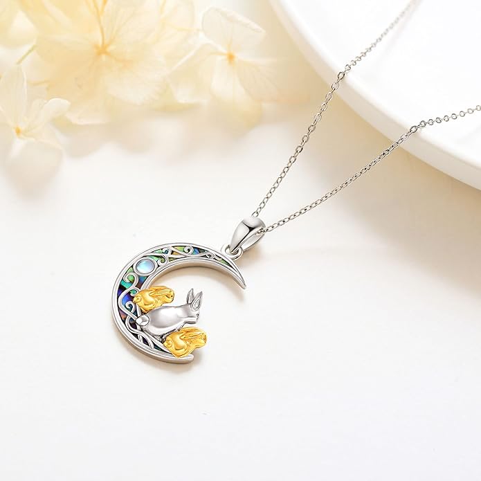 Sterling Silver Cute Animal Pendant Necklace Fox/Snake/Unicorn/Owl on Moon/Rabbit/Horse Necklace Jewelry Gifts for Women Mom Sister