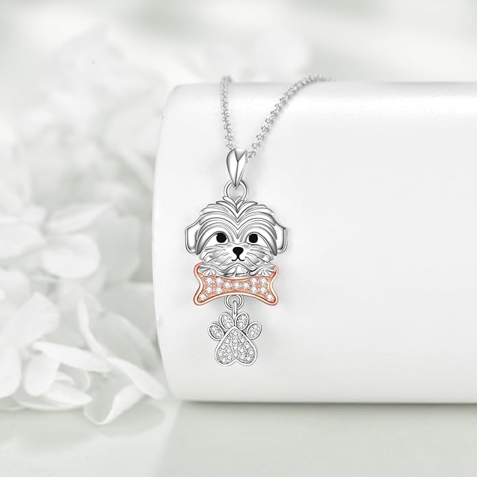 YAFEINI Animal Necklace Sterling Silver Moonstone/Turquoise/Abalone Shellfish Pendant Animal Necklace Cute Animal Jewelry Birthday Gifts Woman