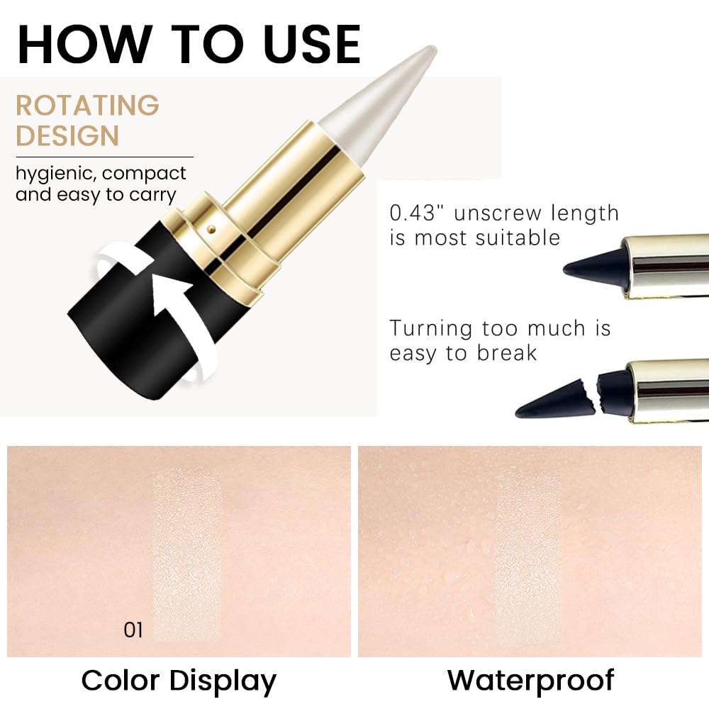 evpct 1Pcs Silver Gel Eyeliner Pencil Eye Black Face Paint Stick Makeup Set Waterproof Matte Cream Crayon Eyeliner Pencil Set Cat Eye Liners Eyeshadow Guide delineador de ojos contra el agua