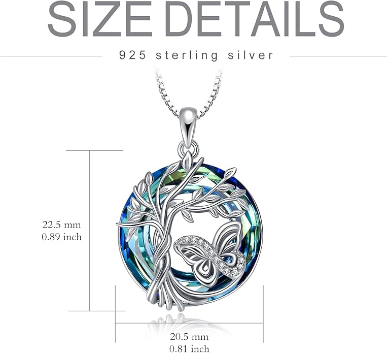 TOUPOP Tree of Life Animal Necklace 925 Sterling Silver Crystal/Abalone Shell Animal Pendant Jewelry Birthday Mothers Day Gifts for Women Mom Wife Her