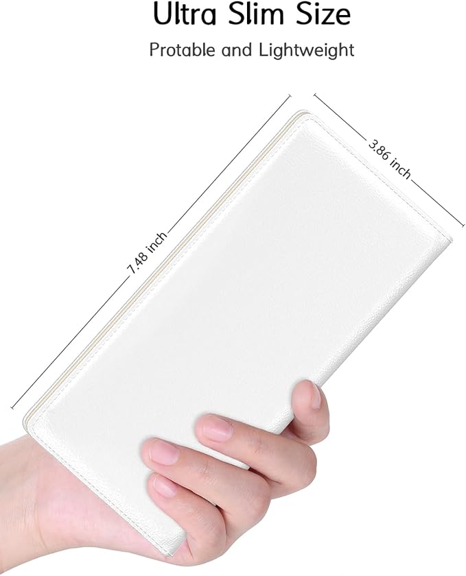Nipichsha Womens Wallet, RFID Slim Wallets for Women, Thin Ladies Credit Card Holder Purse, Cute Leather Bifold Clutch Billfold with 11 Card Slots & ID Window, White