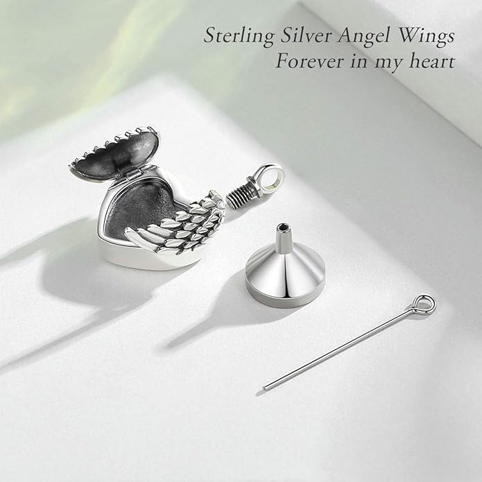 EUDORA Sterling Silver Urn Necklace for Ashes for Women Men, Ash Pendant for Human Cat Dog Ashes, Necklace for Ashes of Loved One Dad Mom Papa Pet Cremation Souvenir Jewelry for Funeral, 20inch