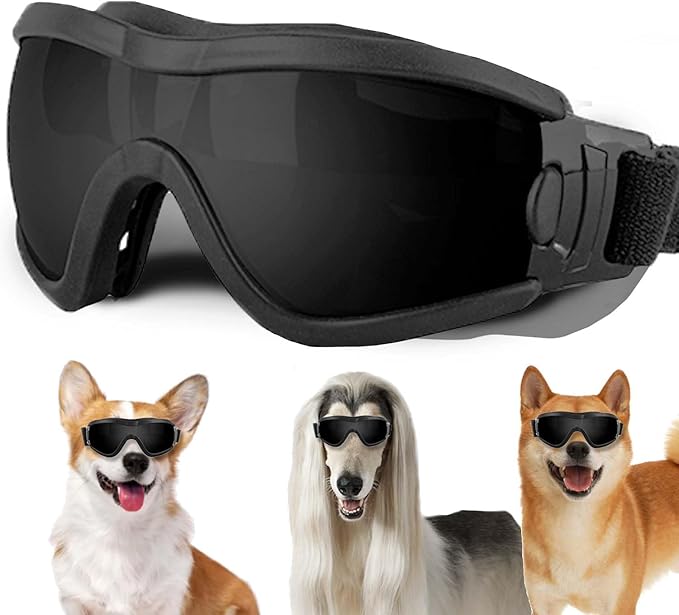 Medium Dog Sunglasses with Adjustable Strap UV Protection, Winproof Puppy Sunglasses, Suitable for Dogs Eyes Protection，Soft Dog Goggles